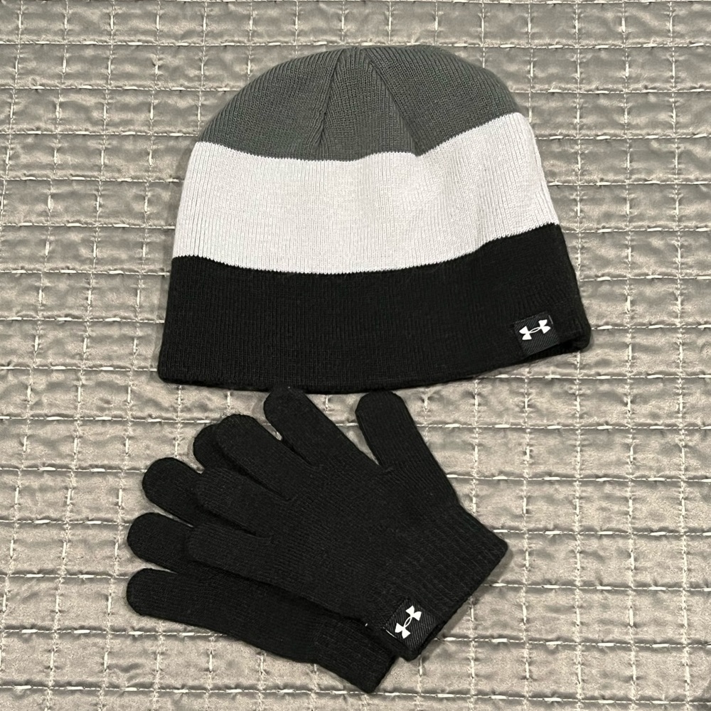 Under Armour beanie and pair of gloves for kids